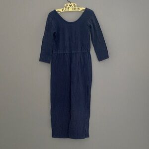 Size 7 Kids Alice + Ames Jumpsuit Navy Blue Striped Jumpsuit